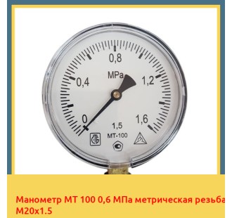 Манометр МТ 100 0,6 МПа метрическая резьба М20х1.5 в Алматы